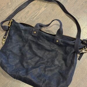 Clare V. Moyen Messenger Bag in Navy Nubuck Leather